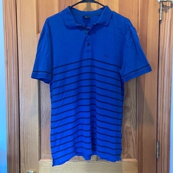 AG Adriano Goldschmied Blue with Navy Blue Stripes Polo Shirt - Picture 2 of 5